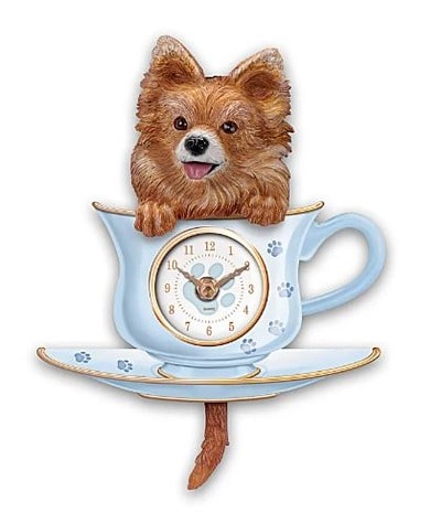 Pomeranian Teacup Pup Wall Clock