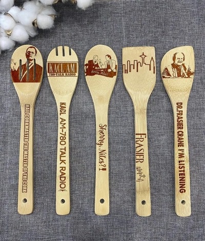 Set of 5 Frasier Engraved Wooden Spoons