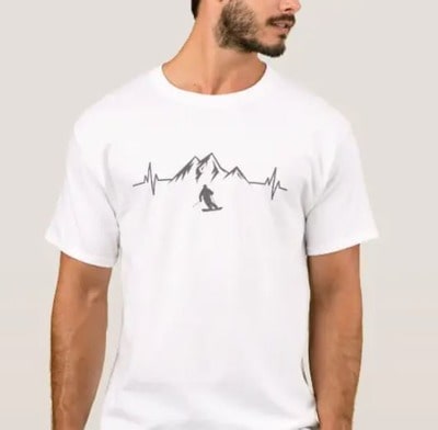 Skier Mountain Heartbeat T-Shirt