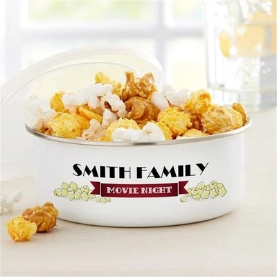 Movie Night Personalized Enamel Bowl with Lid