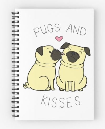 Pugs and Kisses Spiral Notebook