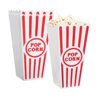 Set of 4 Plastic Popcorn Containers for Movie Night 