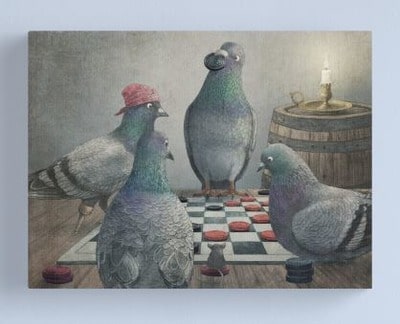 The Antlered Ship Pigeons Playing Checkers Wall Art