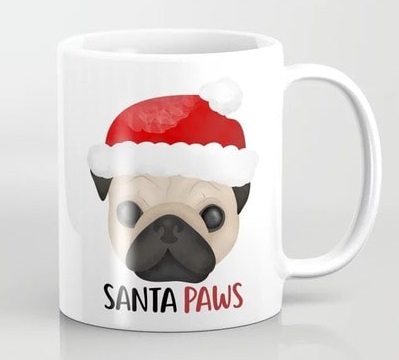 Santa Paws Christmas Pug Coffee Mug