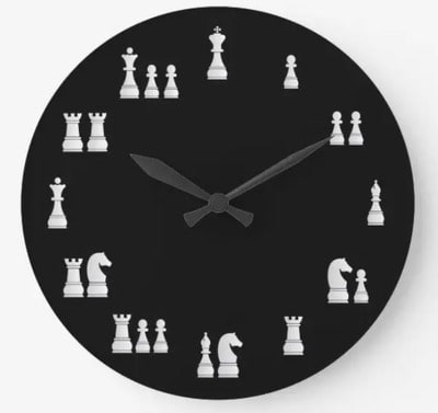 White Chess Pieces Clock