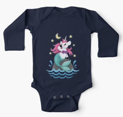 Cute Unicorn Mermaid Cartoon Baby Bodysuit