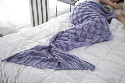 Dreamy Purple Mermaid Tail Throw Blanket