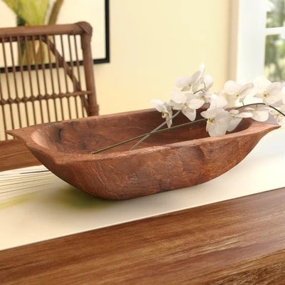 Glenfield Deep Wooden Dough with Handles Decorative Bowl
