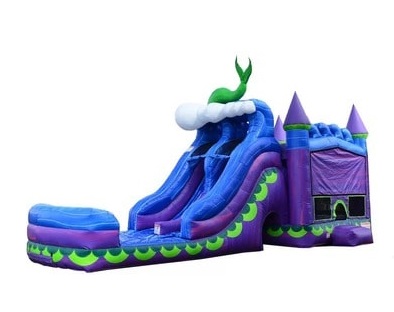 Mermaid Bounce House with Water Slide and Air Blower