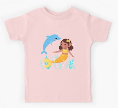 Mermaid with Dolphin Kids T-Shirt