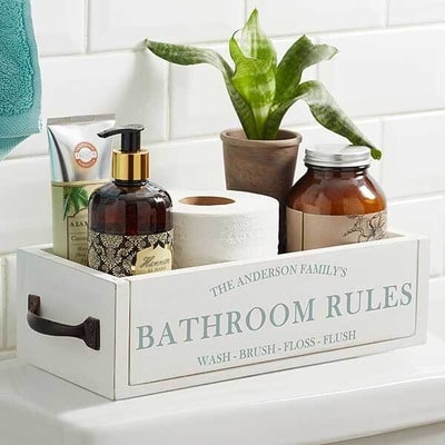 Personalized Decorative Bathroom Wood Storage Box