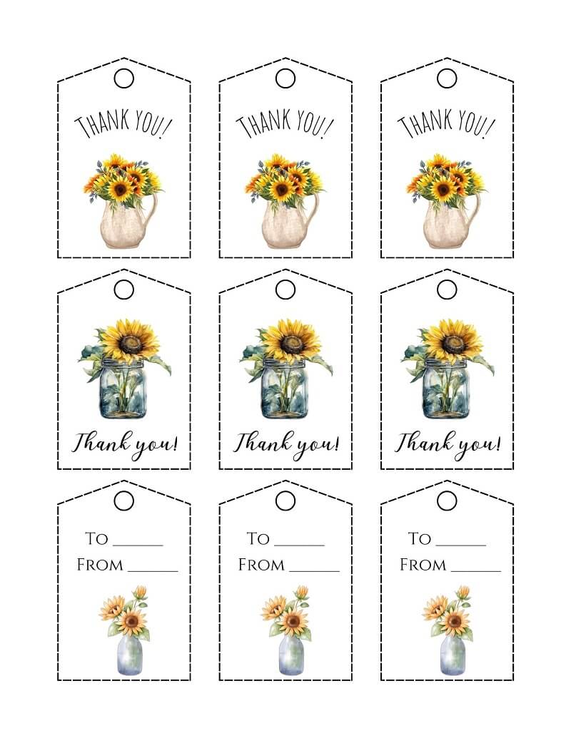 Printable Sunflower Gift Tags