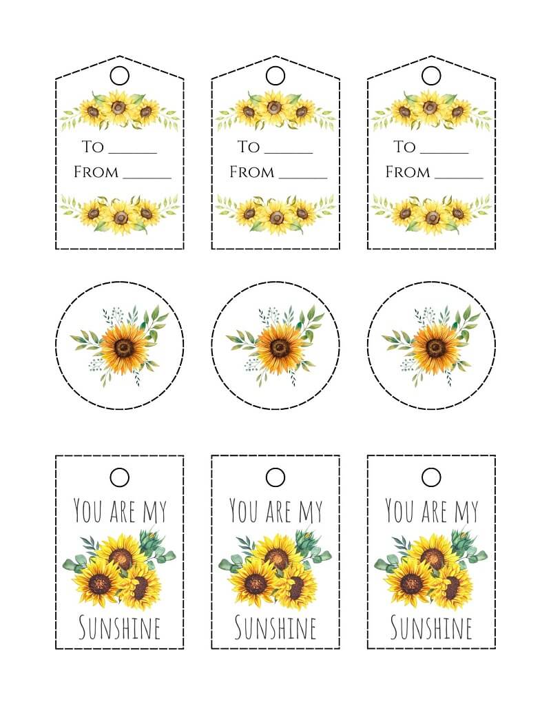 Printable Sunflower Gift Tags Set 2