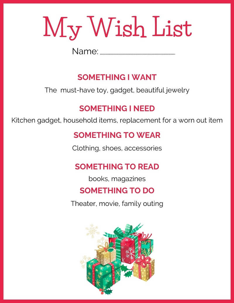5 Gift Rule For Christmas Printable List 