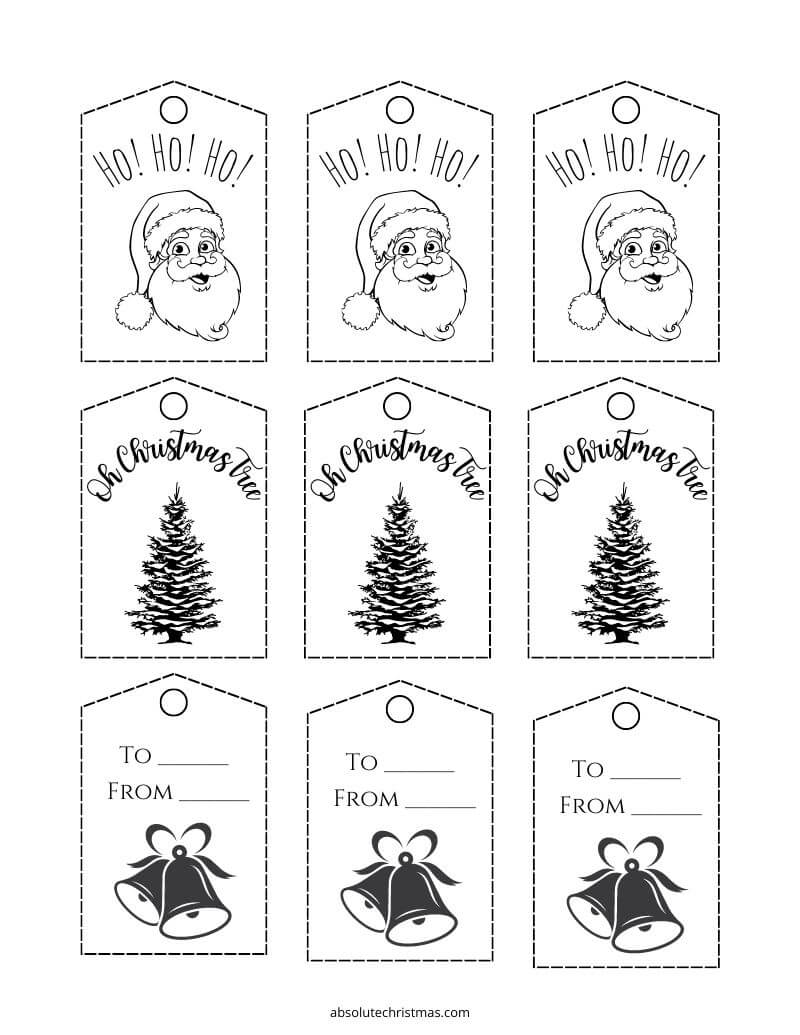 Free Printable Black & White Christmas Gift Tags set 2