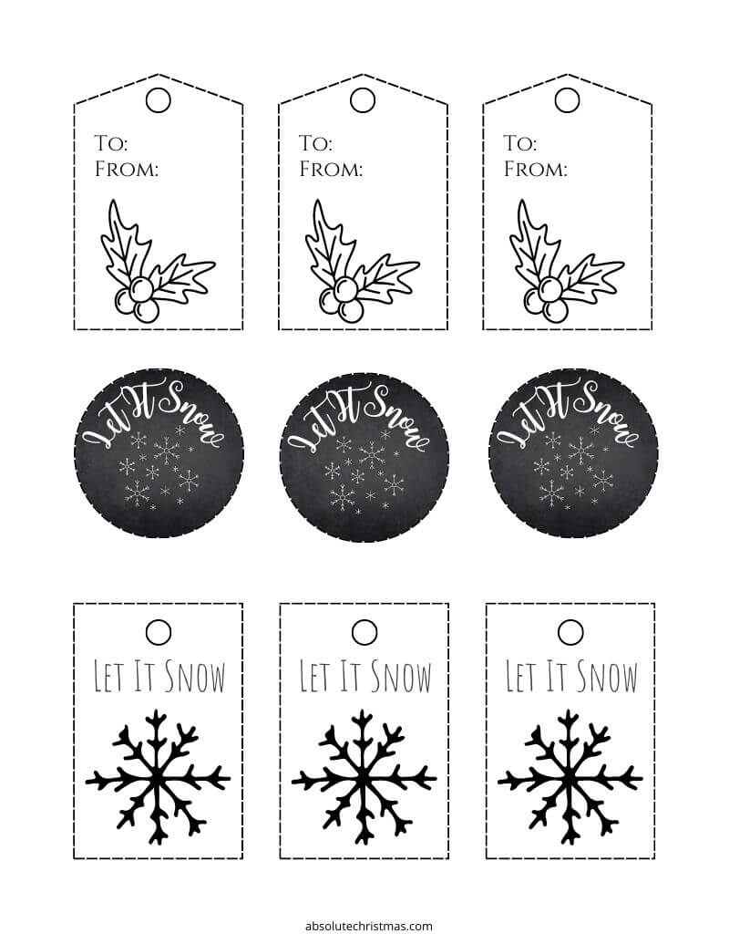 Free Printable Black & White Christmas Gift Tags set 3