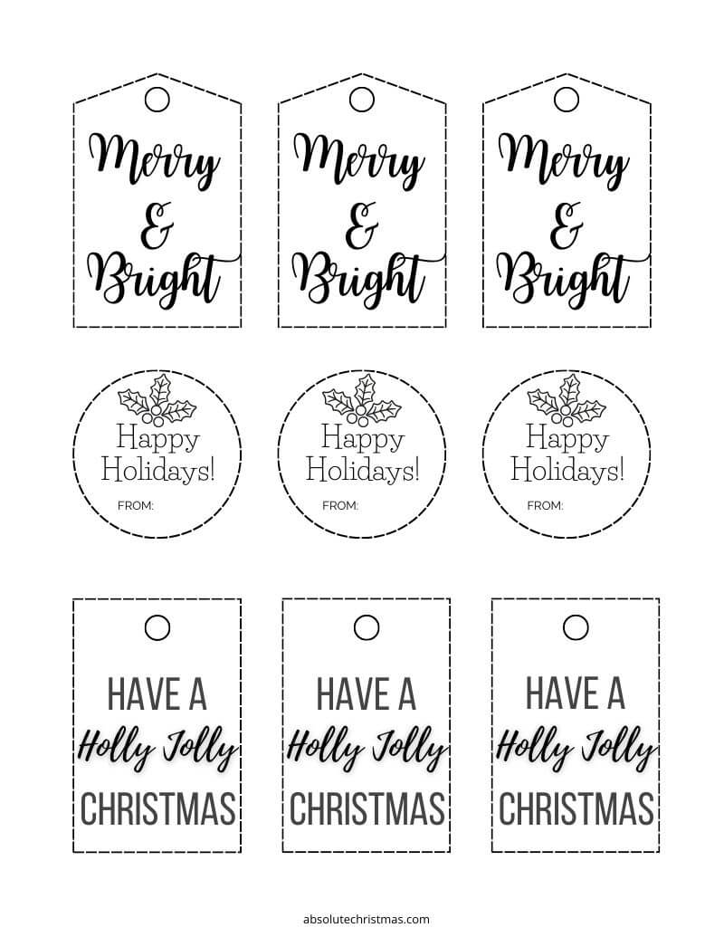 Free Printable Black & White Christmas Gift Tags set 4