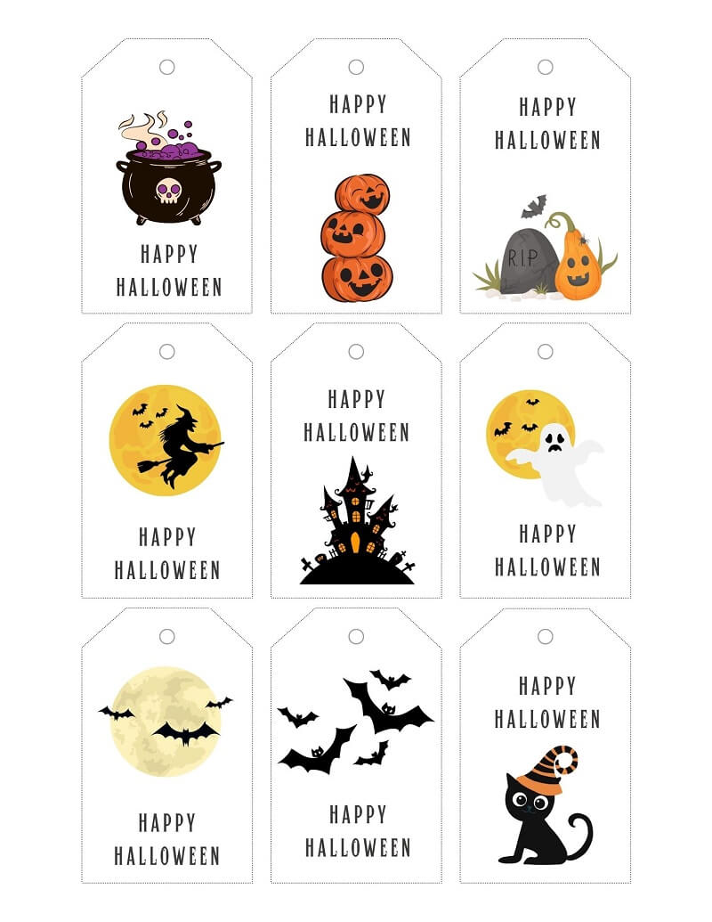 Free Printable Happy Halloween Gift Tags set 1