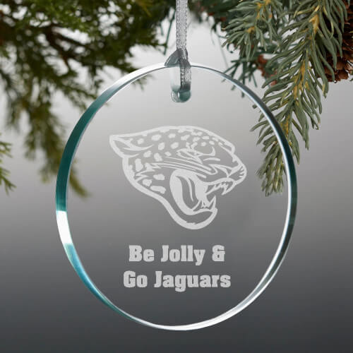Jacksonville Jaguars Engraved Glass Ornament