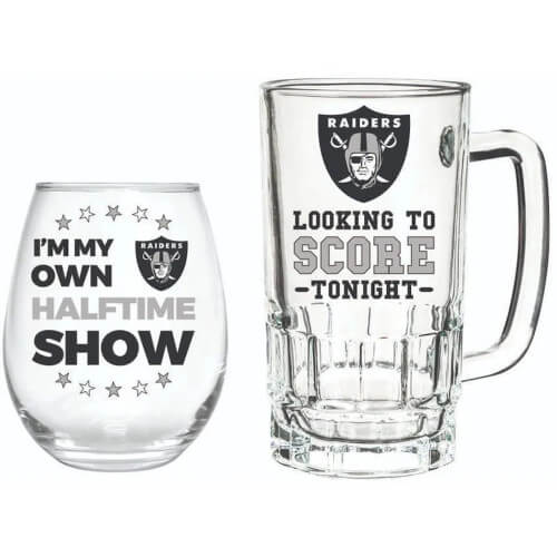 Las Vegas Raiders Stemless Wine Glass and Mug Gift Set