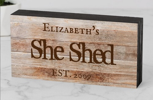 Personalized Rustic Wooden She Shed Sign