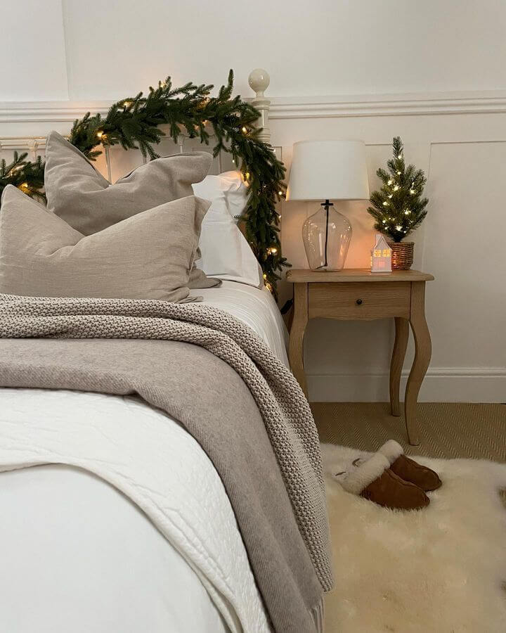Cottage-Style Neutral Christmas Bedroom
