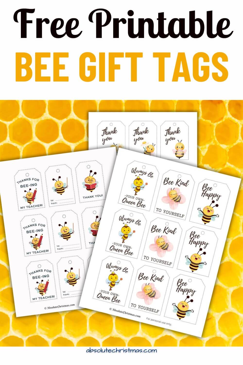 Free Printable Bee Gift Tags Pin