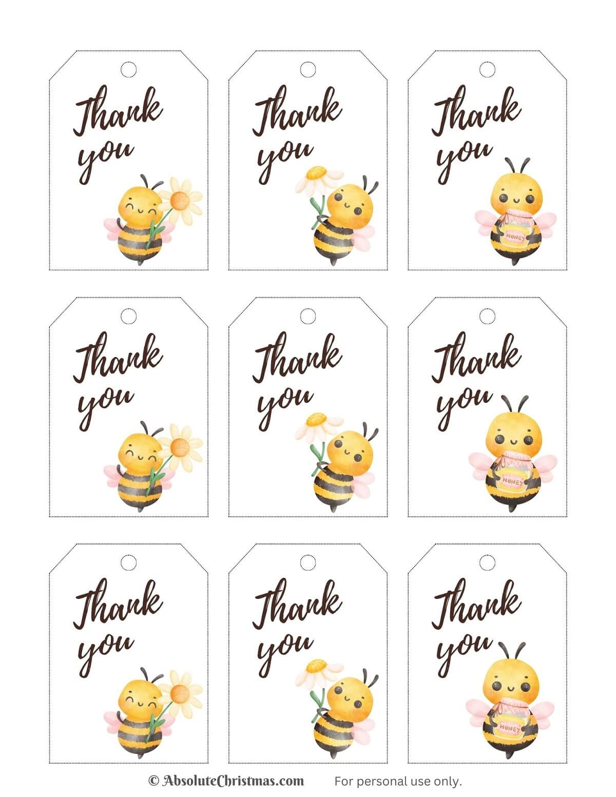 Printable Bee Gift Tags Design 1