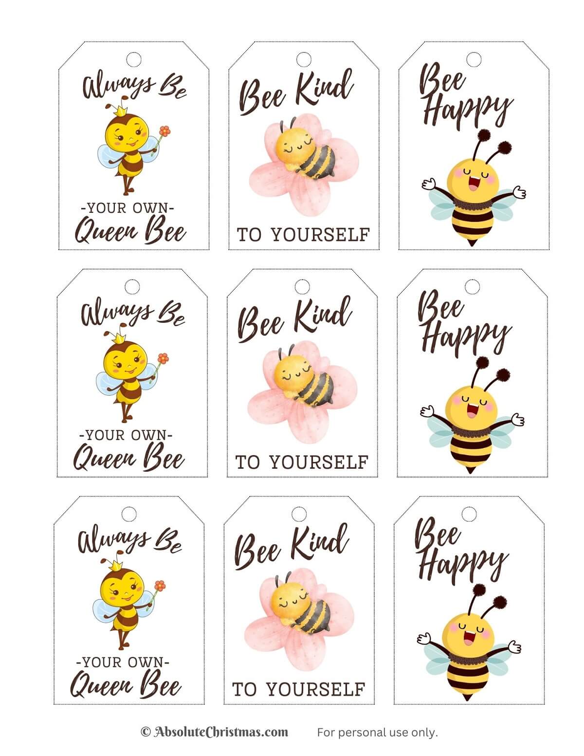 Printable Bee Gift Tags Design 3
