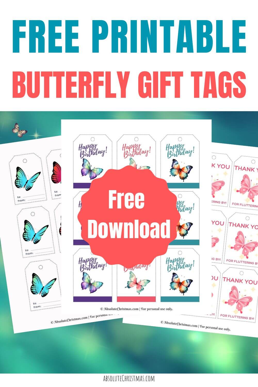 Free Printable Butterfly Gift Tags Pin