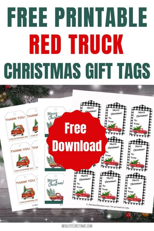 Free Printable Red Truck Christmas Gift Tags Pin