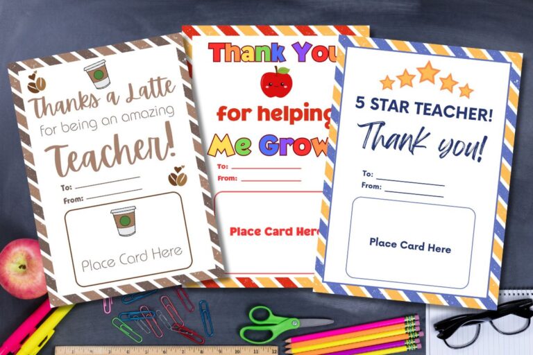 Free Printable Teacher Gift Card Holders
