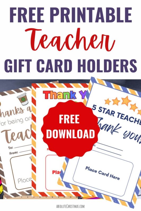 Free Printable Teacher Gift Card Holders pin