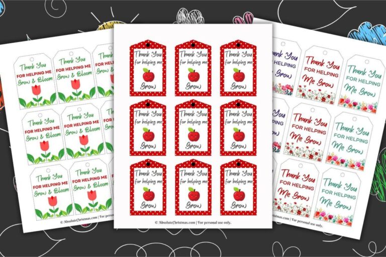 Free Thank You For Helping Me Grow Gift Tags