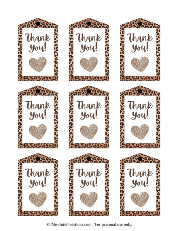 Leopard Print Thank You Gift Tags