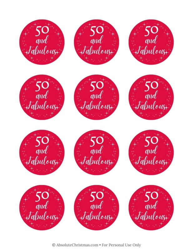 Printable 50th Birthday Cupcake Toppers 1