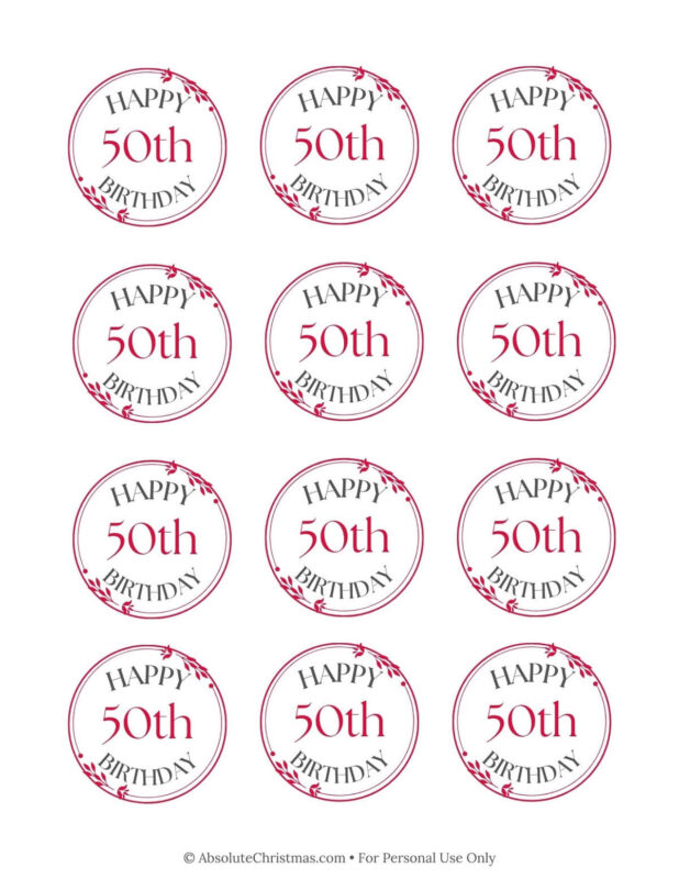 Printable 50th Birthday Cupcake Toppers 3