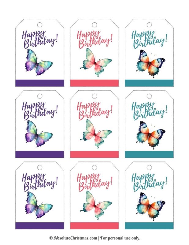 Printable Butterfly Gift Tags 1