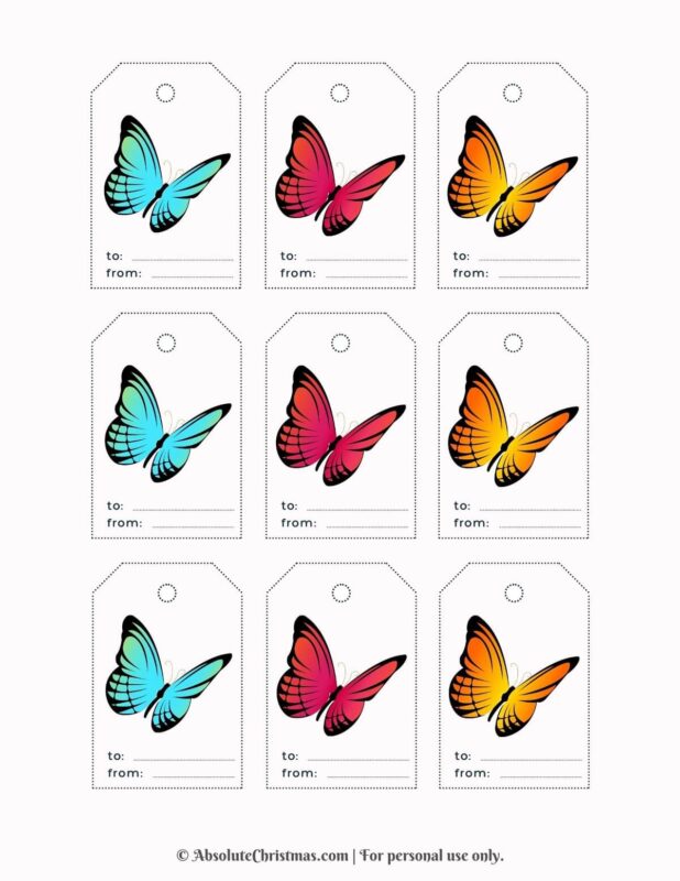 Printable Butterfly Gift Tags 3