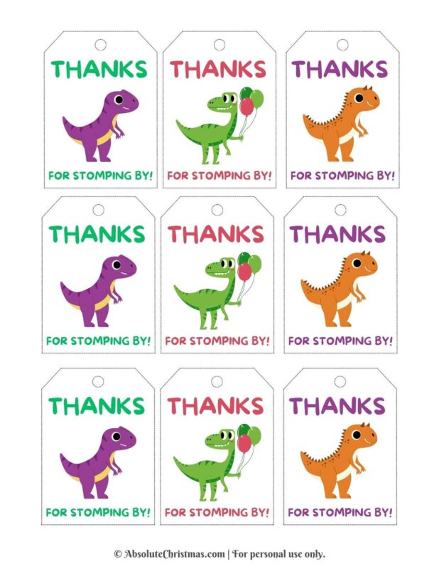 Printable Dinosaur Gift Tags 3