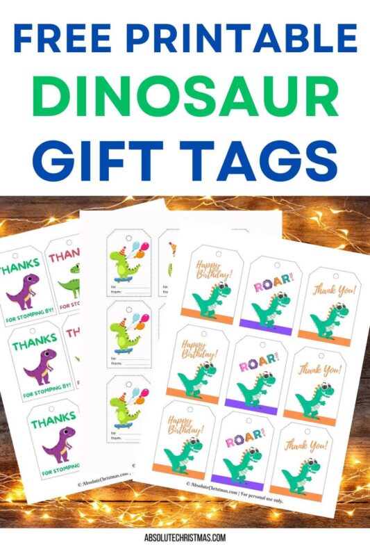 Printable Dinosaur Gift Tags Pin