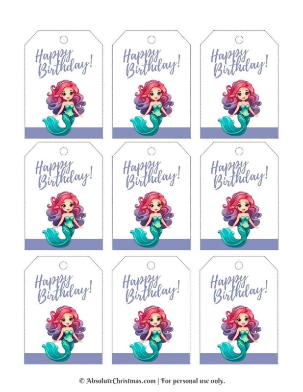 Printable Mermaid Gift Tags 1
