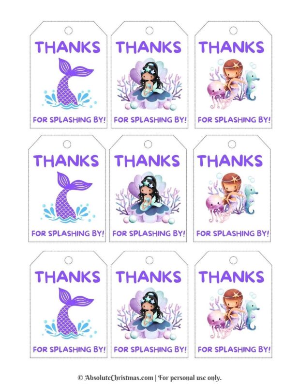 Printable Mermaid Gift Tags 3