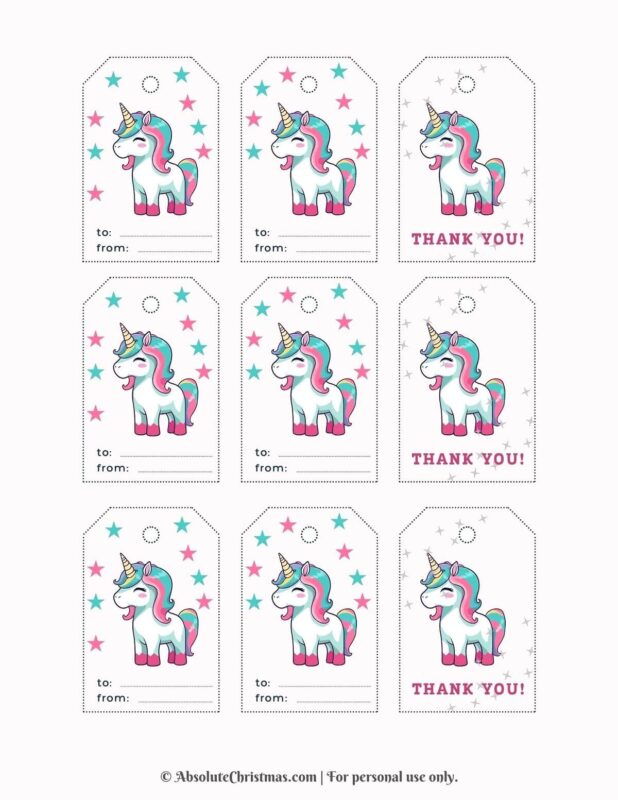 Printable Unicorn Gift Tags 2