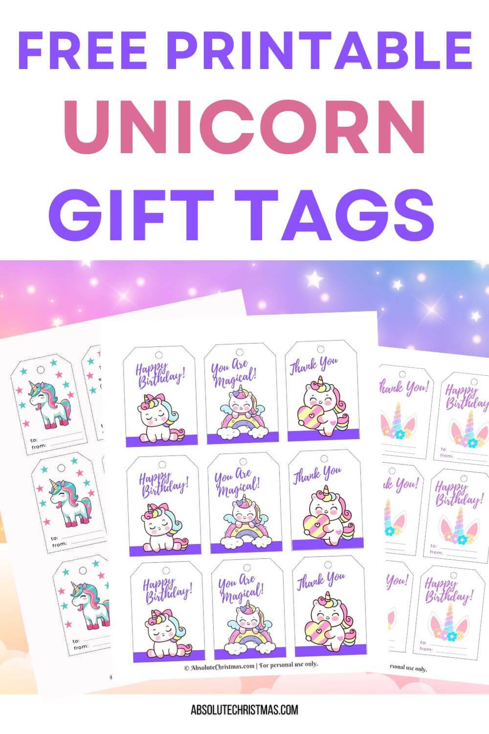 Printable Unicorn Gift Tags
