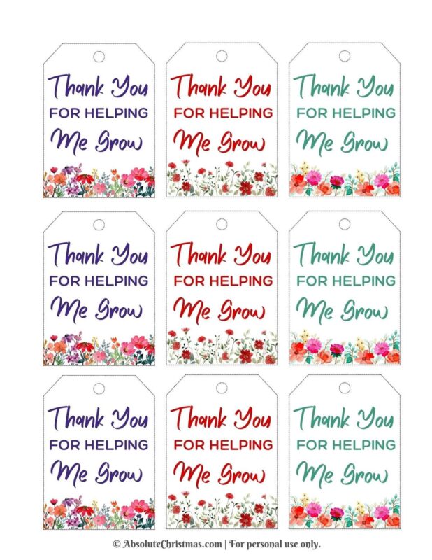 Thank You For Helping Me Grow Gift Tags 2
