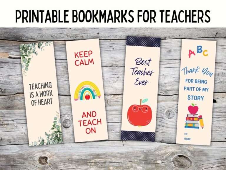 Free Printable Bookmarks for Teachers